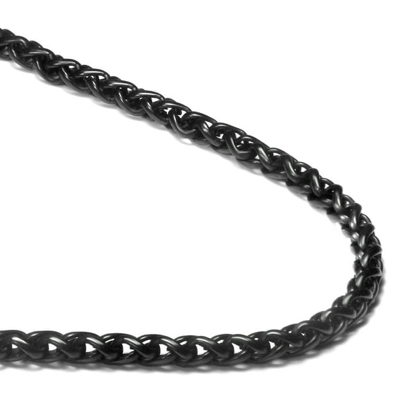 Black Titanium 4MM Wheat Link Necklace Chain 18"