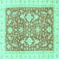 thumbnail image 1 of Ahgly Company Indoor Square Oriental Turquoise Blue Traditional Area Rugs, 3' Square, 1 of 4