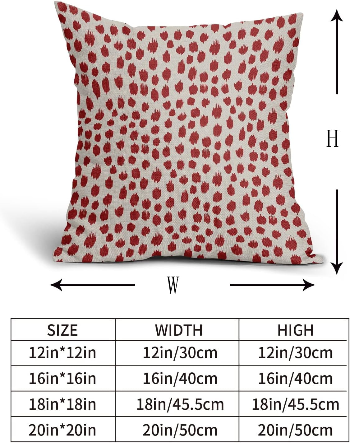 Red Cream Pillow Covers 20x20 Set of 2 Boho Design Polka Dot Throw Pillows Modern Brush Strokes Print Decorative Outdoor Pillowcase Square Cushion Cover Linen Pillow Case for Home Sofa Couch Bed