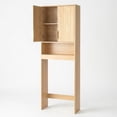 thumbnail image 2 of Ktaxon Fluted Over the Toilet Bathroom Storage Cabinet  with 2 Doors & 3 Storage Shelves Space Saver, Oak, 2 of 9