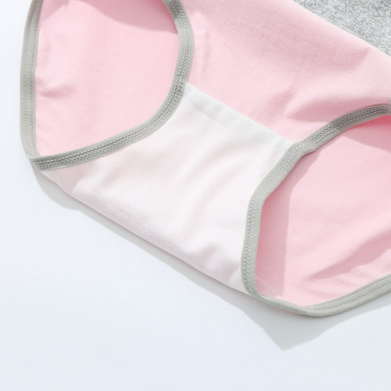 5PCS Plus Size Women Underwear Cotton High-Waist Solid Color Patchwork Knixwear  Underwear Leakproof Soft Breathable Briefs 