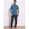 thumbnail image 5 of DARING DIVA Men's Crew Neck Short Sleeve Solid Color Retro Style T-Shirt 2XL Blue, 5 of 7