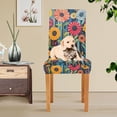 thumbnail image 4 of Yayeee 4 Pack Dining Chair Covers Stretch Parson Chairs Slipcovers Seat Protector, Orange Colorful Flowers, 4 of 6