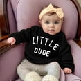 thumbnail image 5 of CAICJ98 Little Dude Newborn Outfit Baby Boy Girl Knit Sweater Long Sleeve Pullover Sweatshirt Toddler Fall Winter Clothes Black,0-3 Months, 5 of 6