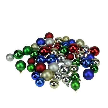 50ct Traditionally Colored Shatterproof Shiny and Matte Christmas Ball Ornaments