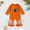 thumbnail image 2 of Newborn Baby Girl Football Outfit Game Day Rugby Long Sleeve Romper Ruffle Jumpsuit Infant Fall Winter Clothes, 2 of 7