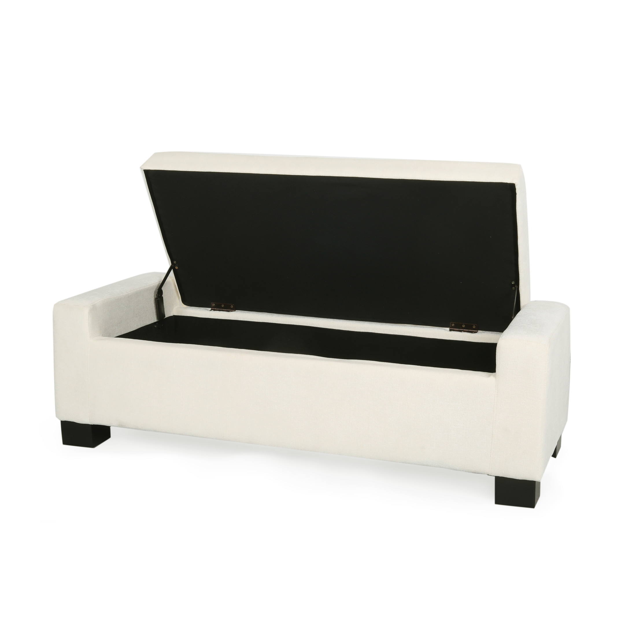 Noble House Betts Betts Modern Upholstered Storage Ottoman White