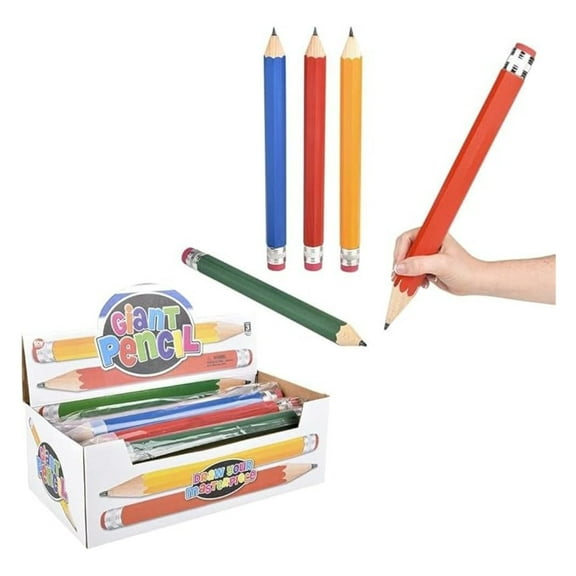 Giant Pencils 15 Inch, Jumbo Wood Pencils with Erasers - 24 Pack, Assorted Colors
