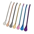 thumbnail image 1 of Paja 18 cm bent portátil colorido de la hoja suelta bebida té infusor interior al aire libre bebida cuchara con 2 pinceles de limpieza 7 piezas Inevent HA011772-00, 1 of 7