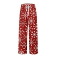 thumbnail image 5 of Fabrcox Christmas Home Pajamas Bottoms for Men Christmas Snowflake Printed Drawstring Pj Pants with Pockets Casual Elastic Waist Straight Leg Lounge Bottoms, White M, 5 of 6