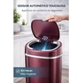 thumbnail image 4 of Bote de Basura Inteligente Para Cocina, Baño, Oficina. 15 Litros, Acero Inoxidable. Con Tapa Automática de Sensor de Movimiento. Color Burgundi. Ninestars Burgundi con Sensor 15 L, 4 of 6