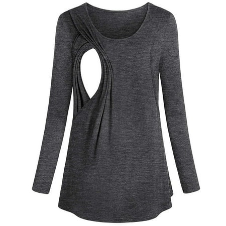 

Tangnade Maternity Clothes Fashion Women Long Sleeve Maternity Layered Nursing Tops For Breastfeeding Bouse