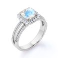 thumbnail image 4 of JeenMata Vintage 1.75 ct Cushion Cut Rainbow Moonstone and Moissanite Halo Wedding Ring in 18K White Gold over Silver, 4 of 6