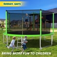 thumbnail image 3 of Leumius 14ft Trampoline with Basketball Hoop,Heavy-Duty Outdoor Trampoline with with Enclosure Net,Upgraded Kids Recreational Trampoline for Family,Green, 3 of 10