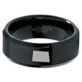 thumbnail image 2 of Tungsten North Dakota The Peace Garden State Band Ring 8mm Men Women Comfort Fit Black Beveled Edge Polished, 2 of 4