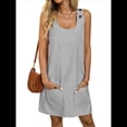 thumbnail image 1 of Vestido de Verano para Mujer, Sin Mangas, con Bolsillos, Informal, Corto, Corte A, Cuello Redondo, 2025, Negro, Talla L, 1 of 9