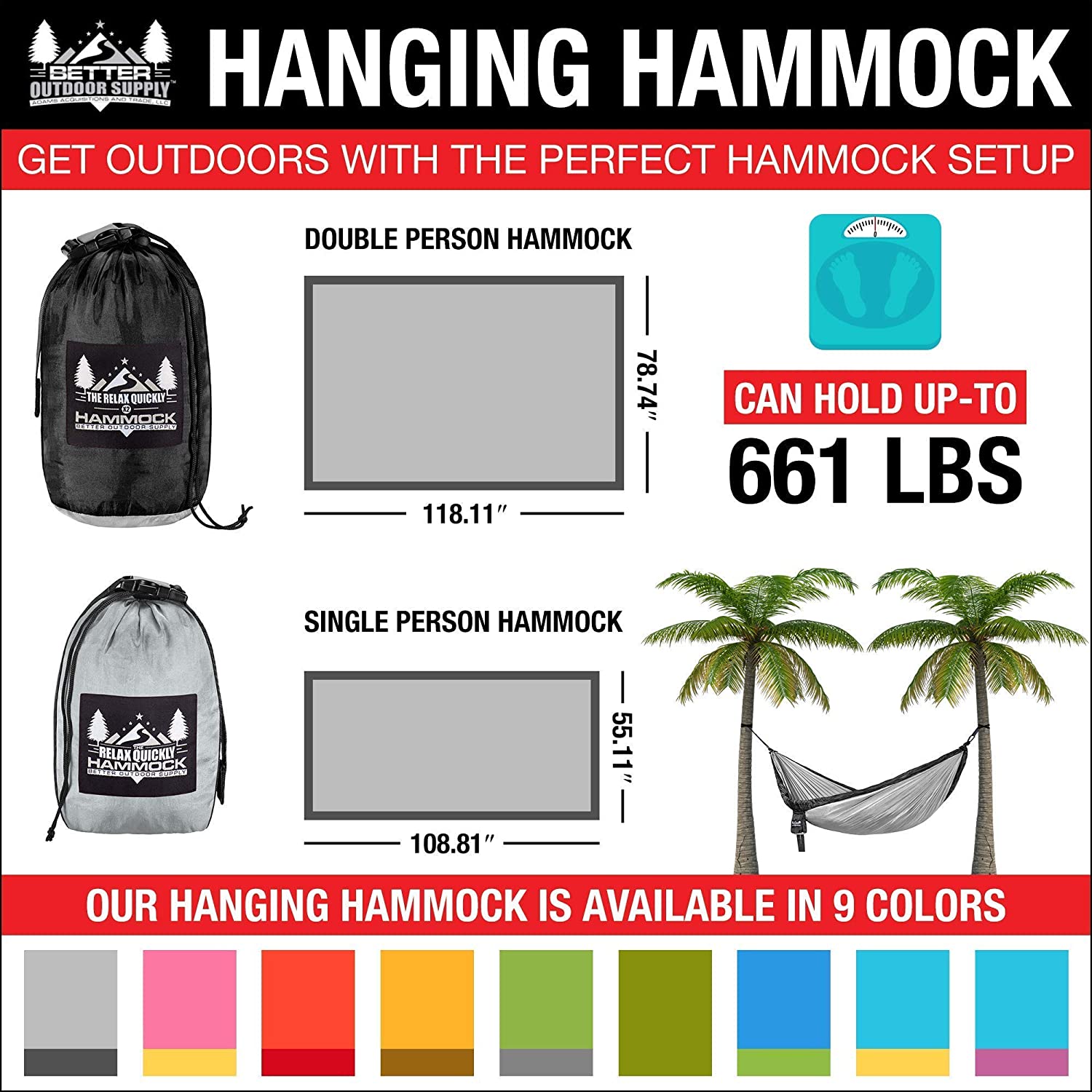 Portable Hammock - Black, Gray