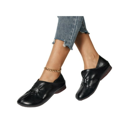 

Ritualay Womens Casual Flats Slip On Loafers Work Driving Round Toe Black 7.5