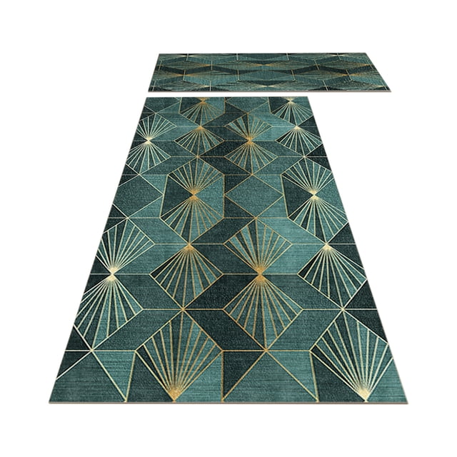 Kitchen Mats 2-Pack Cushioned Non-Slip Floor Mats for Kitchen and Standing Desk Use 15.7 in x 23.6 in and 15.7 in x 47.2 in Waterproof Washable Polyester