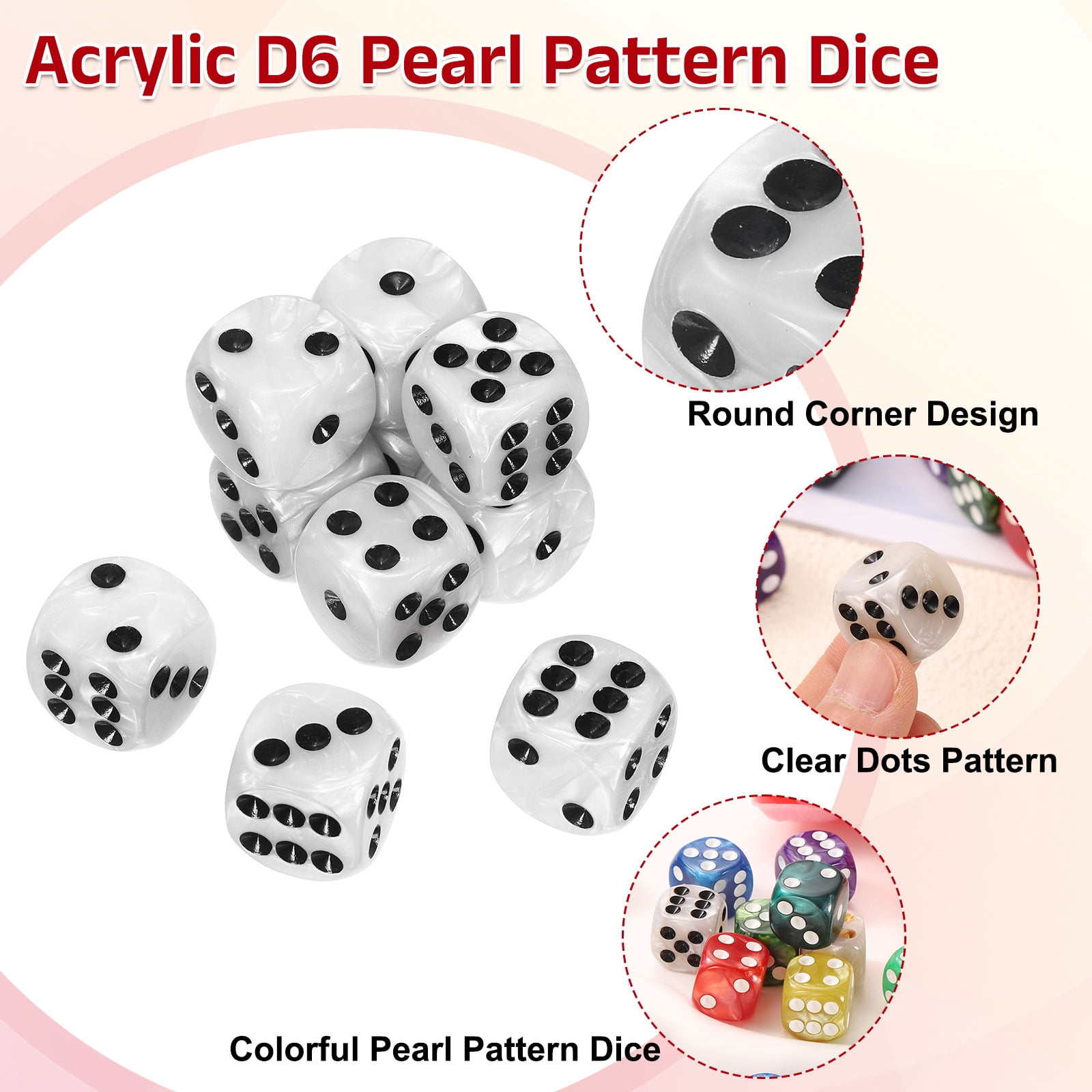 Lot De 5 Dés Colorés 25 Mm – D6 En Acrylique, Coins Droits, Sac De Rangement Velours, Pour Jeux, Maths