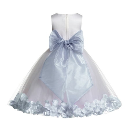 

Ekidsbridal Formal Satin Floral Petals Rose Tulle White Flower Girl Dress Bridesmaid Wedding Pageant Toddler Easter Holiday Recital Communion Birthday Baptism Ceremony Special Occasions 007