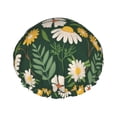 thumbnail image 1 of YFYANG Women's Double Waterproof Shower Cap, Green Blooming Daisy Pattern Reusable Hair Cap for All Hair Styles and Head Sizes, 1 of 9