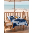 thumbnail image 3 of Rectangle Outdoor Tablecloth With Umbrella Hole And Zipper– Retro Abstract Tie Dye Love Waterproof Patio Table Cover for Party, Picnic, Backyard, 60"x120" , Midnight Blue, 3 of 8