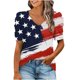 thumbnail image 1 of Blusas Para Mujer Elegantes Blusas Casuales Camisas Día de La Independencia Blusa Estampada Con Cuello en V Y Manga Abullonada de Moda Odeerbi ODB155138, 1 of 7