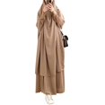 thumbnail image 3 of Baqcunre Sweatpants Women Women'S Muslim Robe Abaya Arab Kaftan Robe Hooded Two-Piece Muslim Robe Soft Top Skirt Set Lounge Sets For Women Womens Pants Khaki One Size, 3 of 5