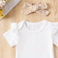 thumbnail image 5 of mgoYE Baby Girl Clothes 0-3 Months Newborn Infant Girl Clothes Rib Knit Romper Daisy Print Shorts Headband Baby Summer Clothes 0 3 6 12 18 24 Months(Khaki,12-18 Months), 5 of 7