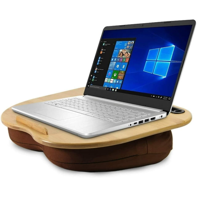 Laklulu Cojín portátil para computadora portátil, cojín para bandeja de regazo con orificio para cable y tiras antideslizantes para computadora portátil y tableta