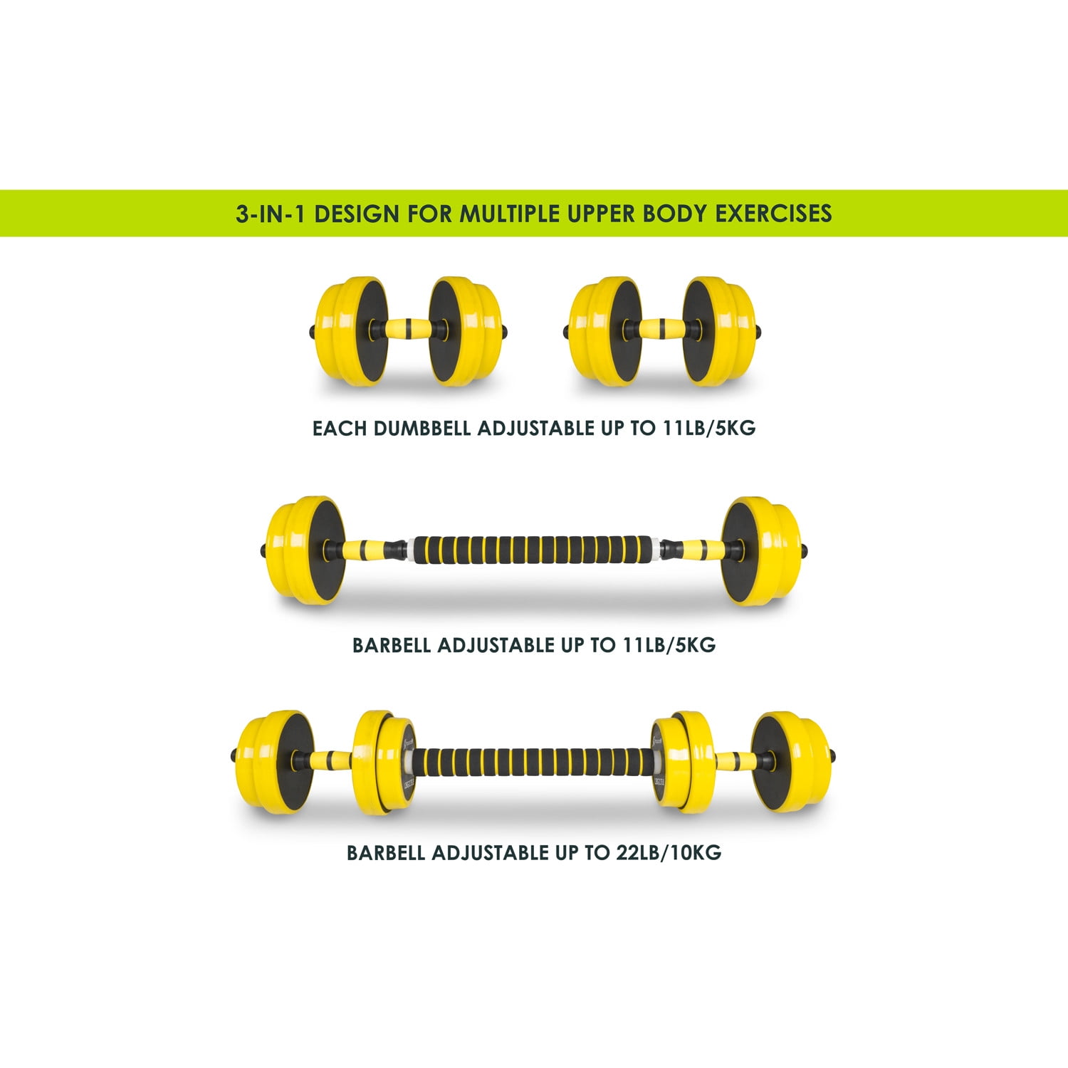 ProsourceFit Adjustable Dumbbell & Barbell Weight Set, 2-in-1 Free Weights Available 22 LB to 55 LB