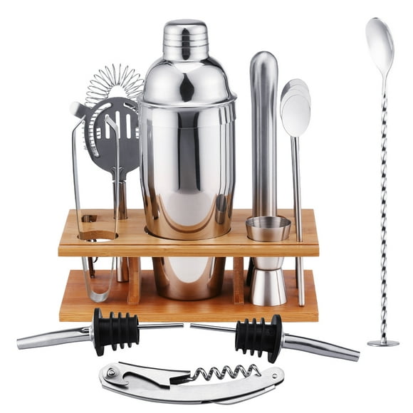 Zootealy 14pcs Cocktail Set Boston Shaker Mixer Stainless Steel Drink Making Tool Kit for Home Bar Use