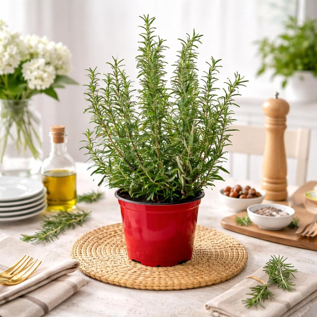 Rosemary Live Herb Plant in 6 Inch Pot, Fragrant Indoor or Outdoor Potted Herb for Kitchen Garden, Patio or Windowsill