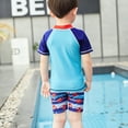 thumbnail image 4 of URMAGIC Toddler Little Big Boys Crab Printed Short Sleeve Three Piece Swimsuits with Swim Cap, 4 of 6