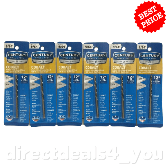 Century Drill & Tool 26209 9/64" Cobalt Drill Bit Pack of 6