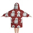 thumbnail image 2 of Pink Bichon Frise Blanket Hoodies for Kids 6-13YR Oversize Wearable Blanket Hoodies for Boys Girls Teens, 2 of 7