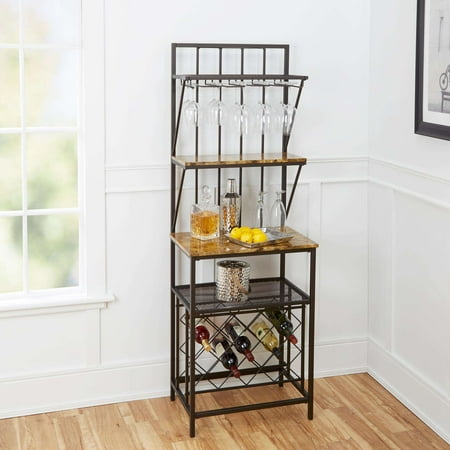 Faux Marble Shelf Baker S Rack With Wine Bottle Storage Faux Marble Shelf Baker S Rack With Wine Bottle Storage