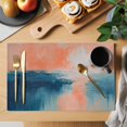 thumbnail image 2 of Blue Pink Placemats Set of 4 Minimalism Abstract Gradient Oil Painting Place Mats Indoor Wipeable Table Mats Washable Cloth Dining Table Placemats for Kitchen Holiday Party Home Decor 13x19 Inch, 2 of 9