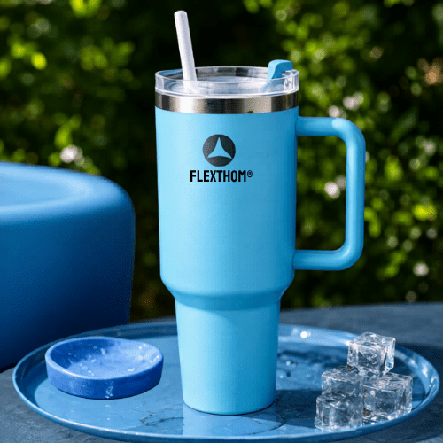 Flexthom - Quencher H2.0 Stainless Steel Vacuum Insulated Tumbler with Lid and Straw | 40oz Reusable Travel Mug for Water, Iced Tea, Coffee, and More | (Blue)