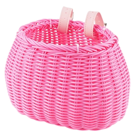 Win s Way Small Wicker Bike Basket Front with Adjustable Leather Straps for G_irls Women