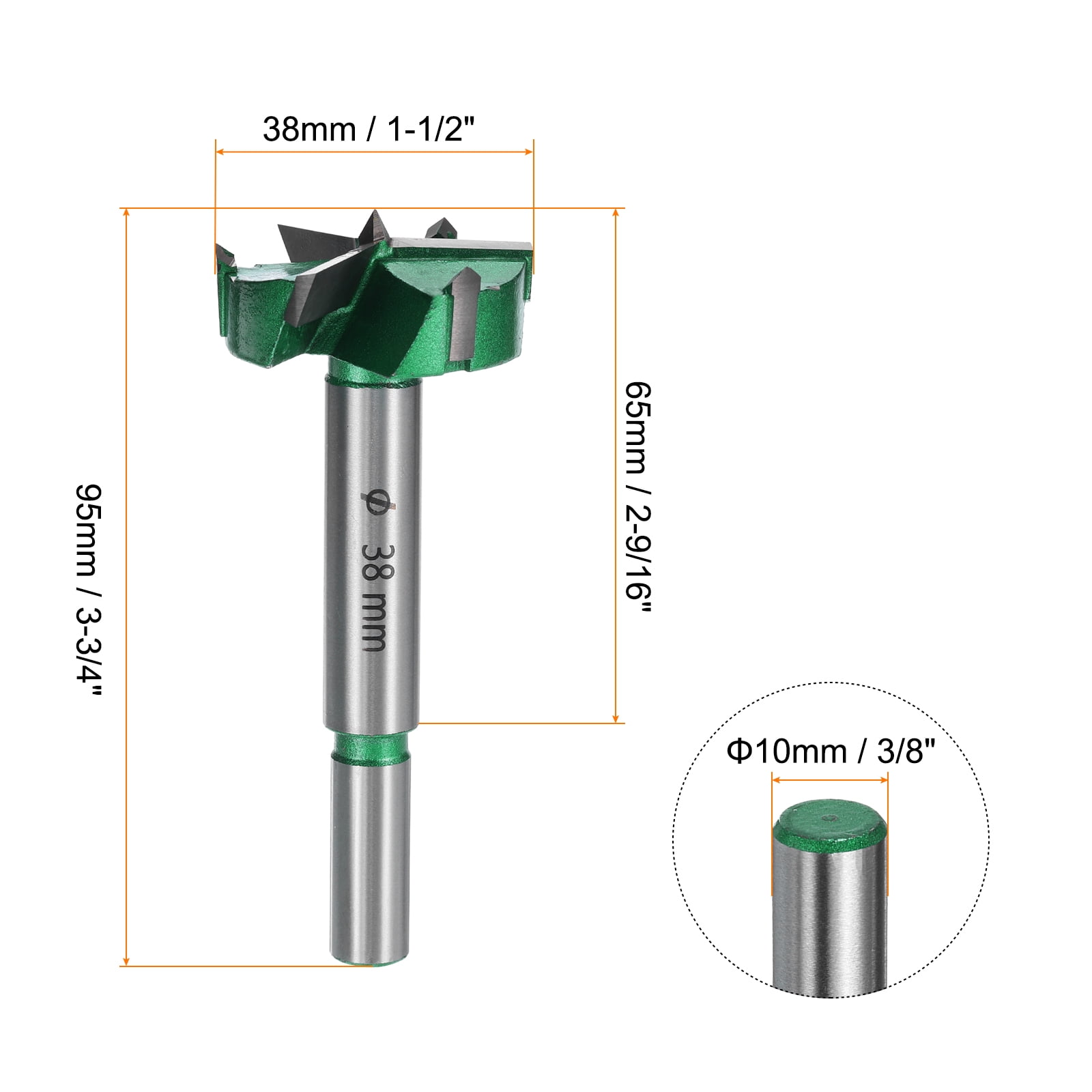Uxcell 2 Pieces Forstner Drill Bits 1-1/2" (38mm) Carbide Upgraded 3 Flutes Wood Hinge Drill Bits for Hole Drilling