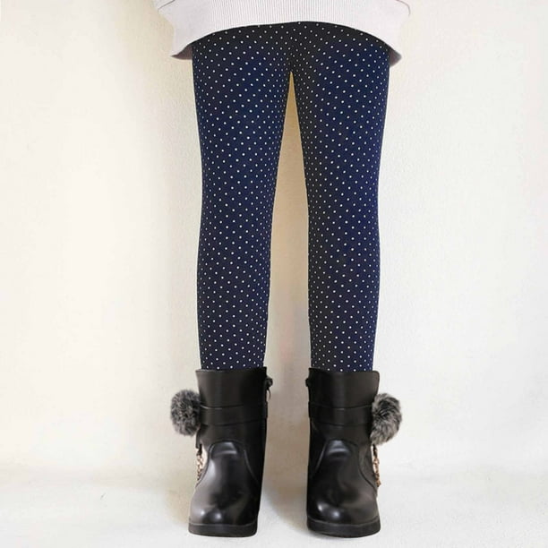 Lovskoo Girls Ankle Length Leggings Fall Winter Elastic Pants Fashion Polka Dot Printing Fleece Warm Casual Plush Leggings For 2 11 Years Old Navy Walmart Business Supplies