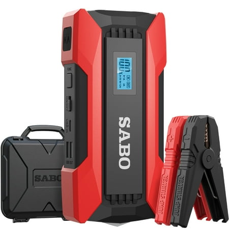 SABO SABO 1200A Peaks 8000mAh Car Jump Starter 12.0V Automobile Battery Power Pack Support Low- Starts for Up to 4.0L Gas2.5L Diesels Engines with Digital DisplayDual USBSafety HammerLED /Multi