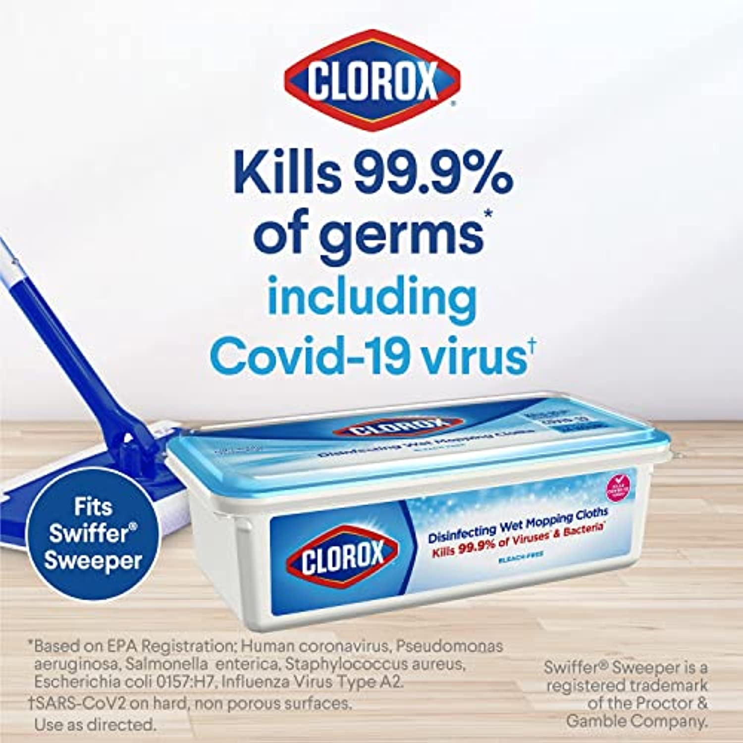 Clorox Disinfecting Wet Mopping Cloths, Rain Clean, 24 Wet Refills (Pack Of 2)