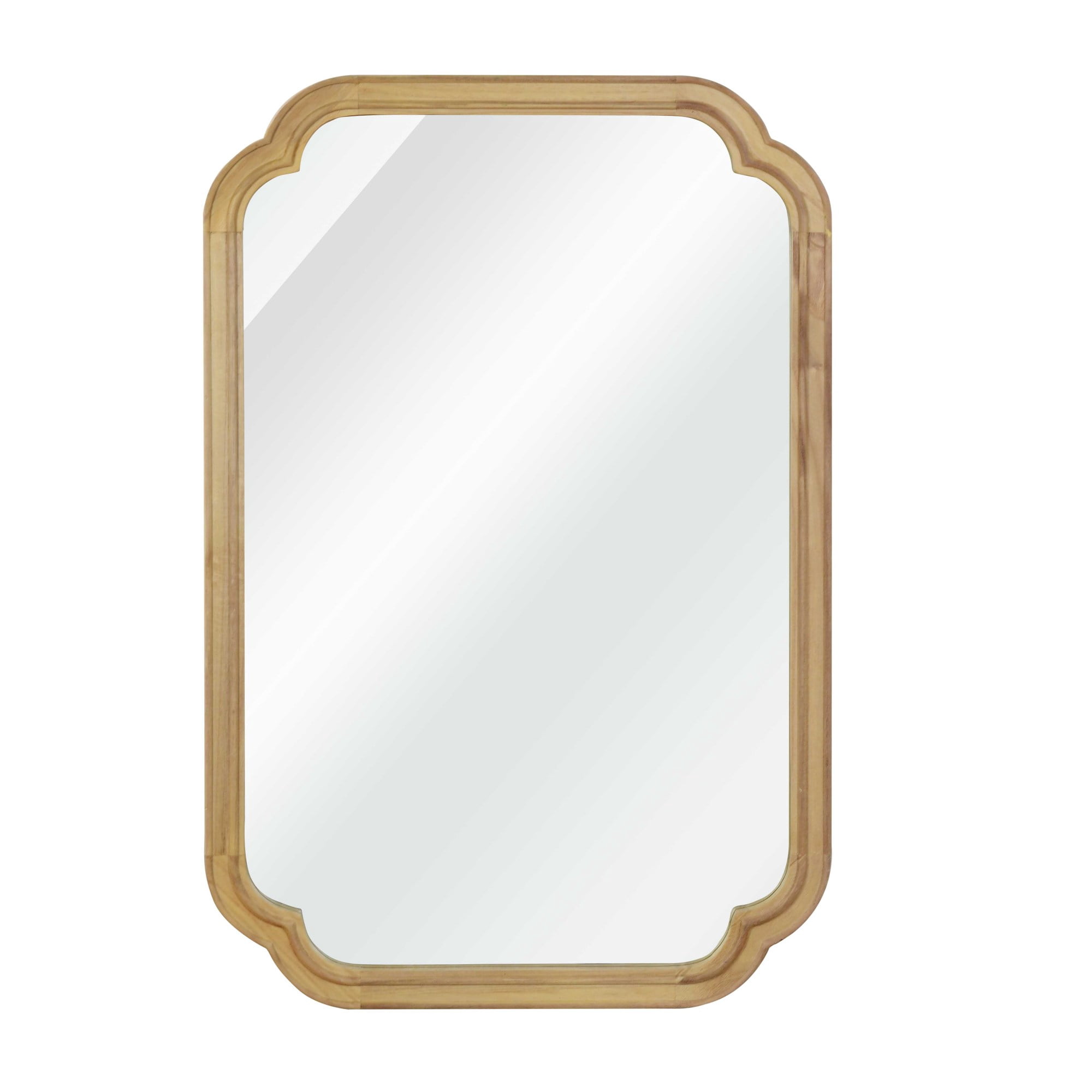 Leumius 24"x 36" Decorative Mirror, Solid Wood Frame Rounded Corner Mirror for Bedroom Bathroom Living Room Entryway Natural