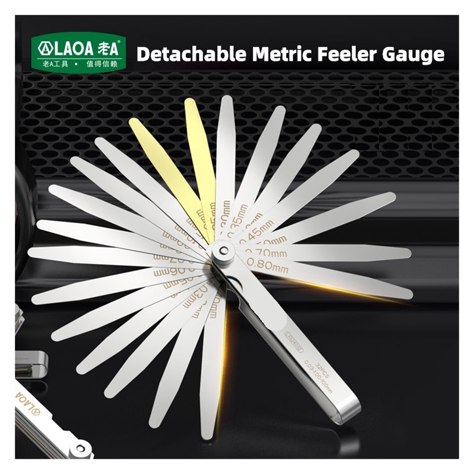 Feeler Gauge Metric Size 0.02-1mm Thickness Gauge Set Valves Foliage of Valves Gap For Measurement Probe Gap ,Easy Identification