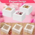 thumbnail image 5 of Januofit 24pcs White Cookie Boxes, 4x4x2.5 Inches Bakery Boxes with Window, for Mini Cake Treat Dessert Pastry Donuts Macaroon Strawberries Chocolate Candy (with Stickers), 5 of 7
