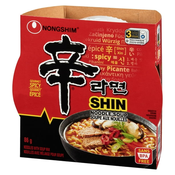 Nongshim Spicy Shin Bowl Noodle Soup, 86g - Walmart.ca