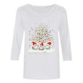 thumbnail image 5 of Craaazy Christmas Gifts For Women Crew Neck 3/4 Sleeve Xmas Shirts Funny Santa Christmas Tree Graphic Pullover Snowman Sweatshirts Womens Tops, 5 of 5
